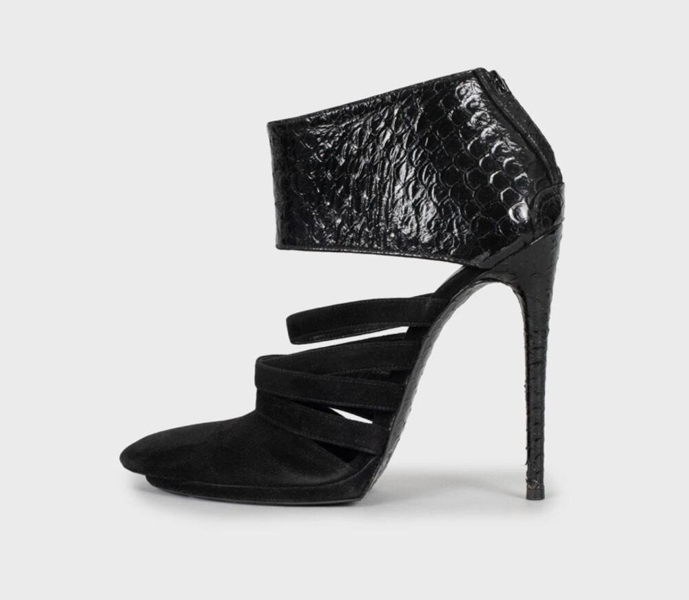Balenciaga Black Leather & Suede Ankle Boots Size 40